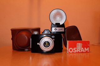 Fotoapparat Kamera Agfa Click 1 Inkl.  Blitz,  Tasche,  - Rollfilm.  Rarität Bild