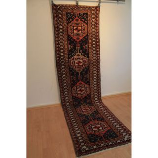 Schöner Handgeknüpfter Perser Orientteppich Zenneh Läufer 90cmx320cm Carpet Rug Bild