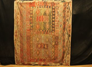 Antiker Alter Kazak Kelim 200x180cm Carpet Rug Kilim 3644 Tappeto Schirwan Kuba Bild