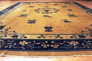 100 Jahre Antiker Aubussion China Peking Creme Orient Teppich Old Rug 292x245cm Bild