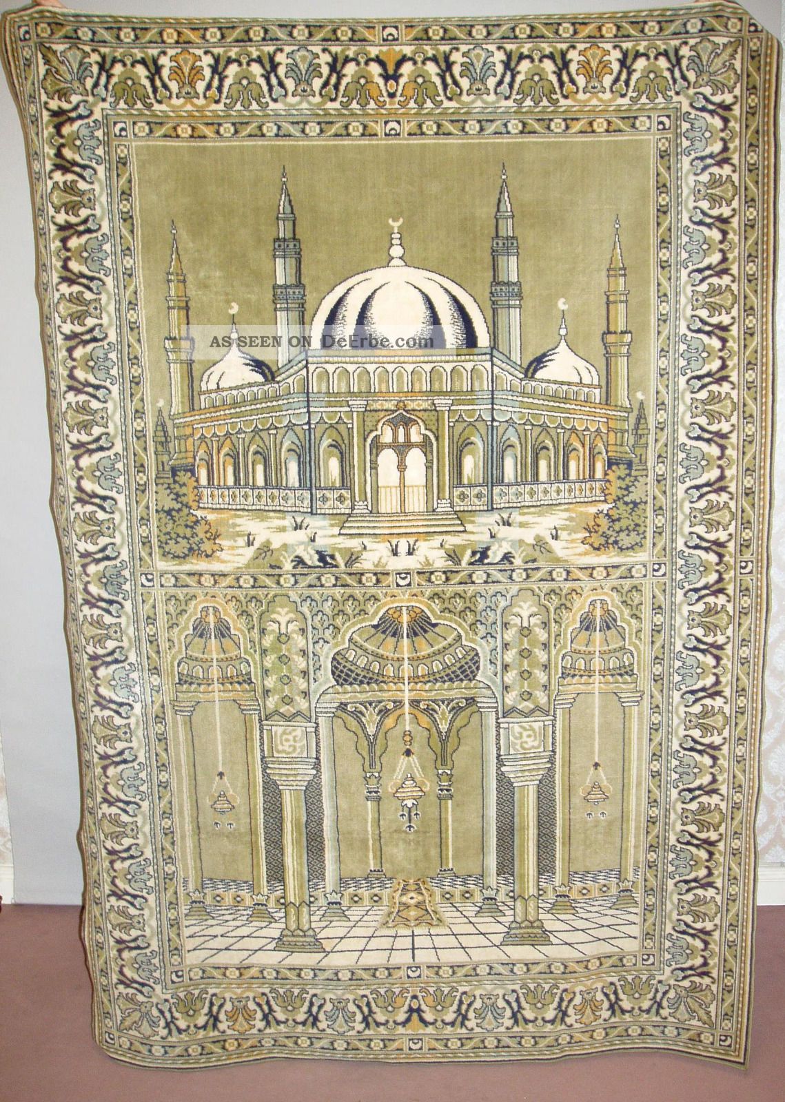 Gebetsteppich Wandteppich AntiquitÄt Teppich Musterteppich 193 X 131 Teppiche & Flachgewebe Bild