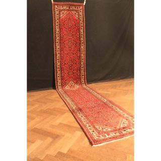 Königlicher Handgeknüpfter Orient Perser Teppich Hamadena Läufer Rug 445x85cm Bild