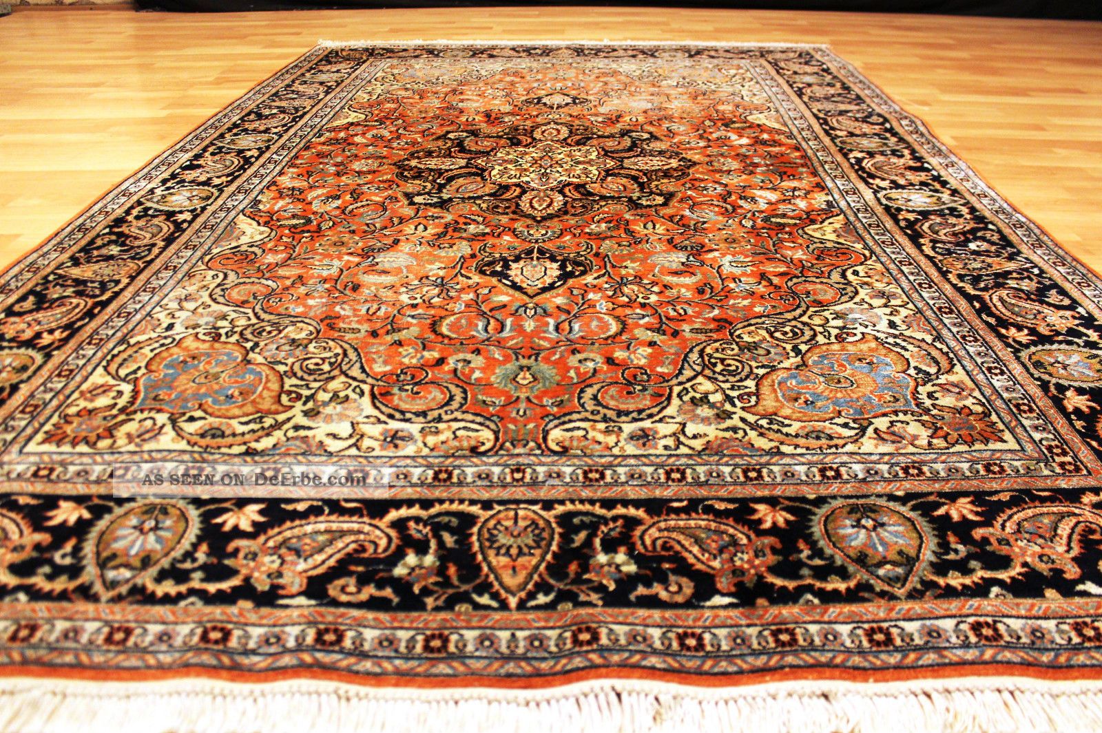 Feiner Kaschmir Seidenteppich 247x158cm Orient 3619 Carpet Rug Seta Tapis Silk Teppiche & Flachgewebe Bild