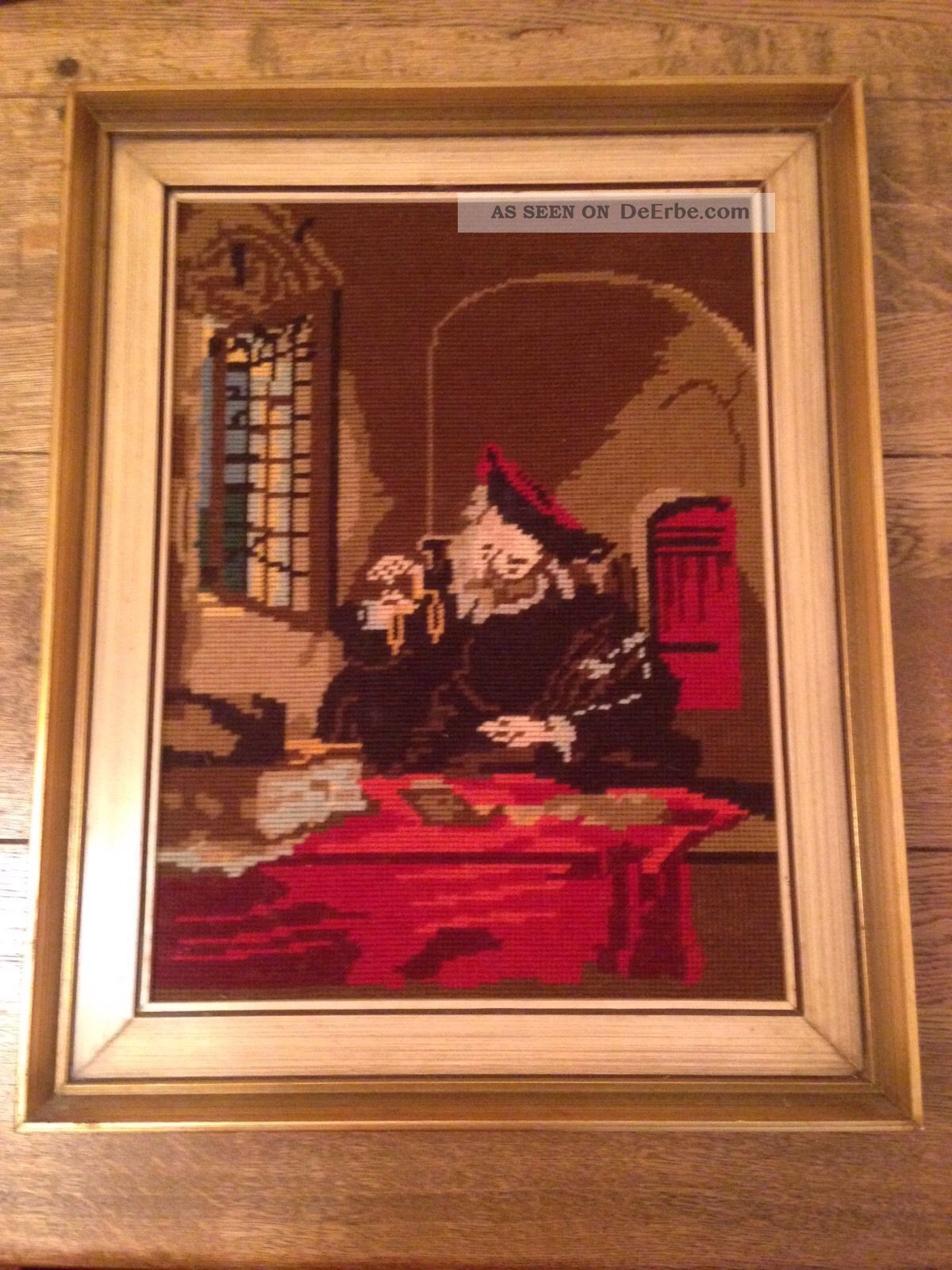 Stickbild/gobelin: Der Kaufmann - Edel Gerahmt