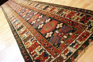 100 Jahre Antiker Shirvan Kazak Kuba LÄufer Kasak Teppich Old Rug Carpet 500x86 Bild