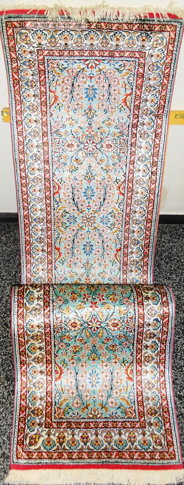 Tapis Ancien Turc En Soie – Motifs Géométriques – Fait Main (XIXe Ou Avant)
