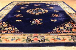 Aubusson Art Deco China Teppich Seiden Glanz 315x220cm 3277 Tappeto Carpet Bild