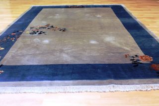 Alter Schöner Art Deco China Teppich Seiden Glanz 275x190cm 3105 Tappeto Bild
