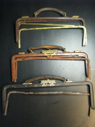 3 Taschenbügel Antik Für Ärztekoffer Für Lederbastler Bild