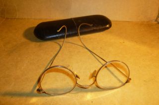Schöne Kleine Originale Alte Nickelbrille Mit Gespinstbügeln Bild