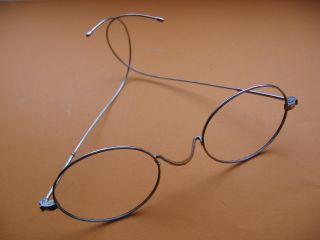 Alte Brille Antik Nickelbrille Alt Spectacles Unrund Eyeglasses Optiker Optical Bild