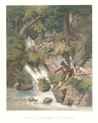 Forellenfischer,  Bad Gastein,  Kolorierte Lithographie,  Ca.  1860 Bild