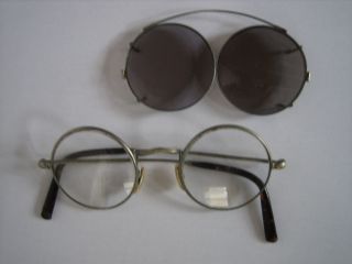 Antike Nickelbrille Brille Bügelenden In Schildpatt - Optik Bild