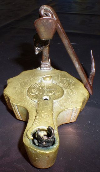 Graviert Messing Frosch Um 1800 Straub Grubenlampe Bergmannslampe Bergbau Lampe Bild