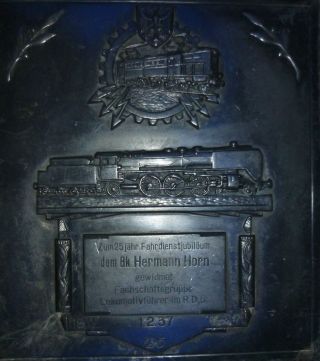 Ehrenplakette 25 Jähr.  Dienstjubiläum Eines Lokführers 1937,  Drg,  Br 03 Bild