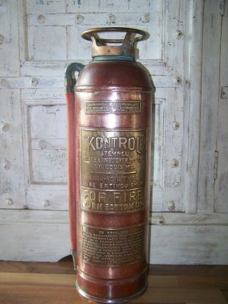 FeuerlÖscher Usa 40er/50er Copper/brass Extinguisher Kupfer/messig Alt Vintage Bild