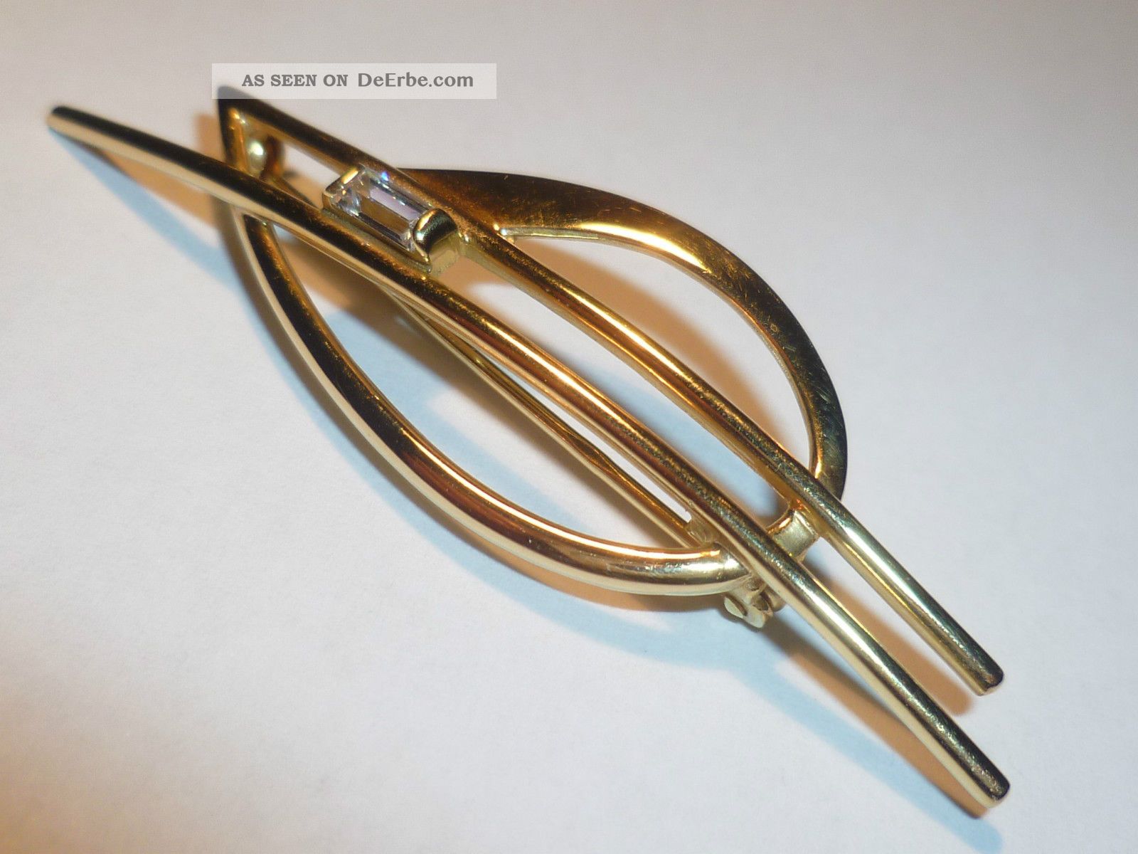 Elegante Brosche Aus 333er Gold Mit Weißem Stein, 3, 6 Gramm ...