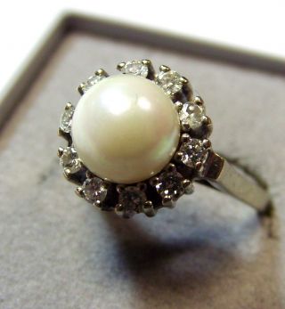 Eleganter Perlen Diamantring Ca.  0,  20 Ct.  Si/ws,  Gr.  18,  4,  6 G Bild