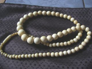 Antike Halskette Aus Bein 91 Perlen LÄnge 70 Cm 58 Gramm Bild