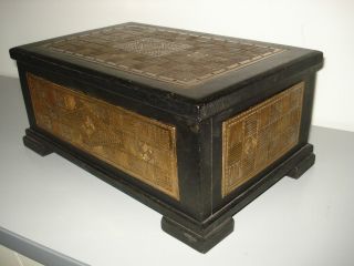 SchÖne Unikate Designer Schmuckkiste Holz - Metal BeschlÄge Handarbeit 50er Jahre Bild