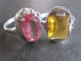 Ein Paar Damen 835er Silber Ringe Gelb U.  Rose 