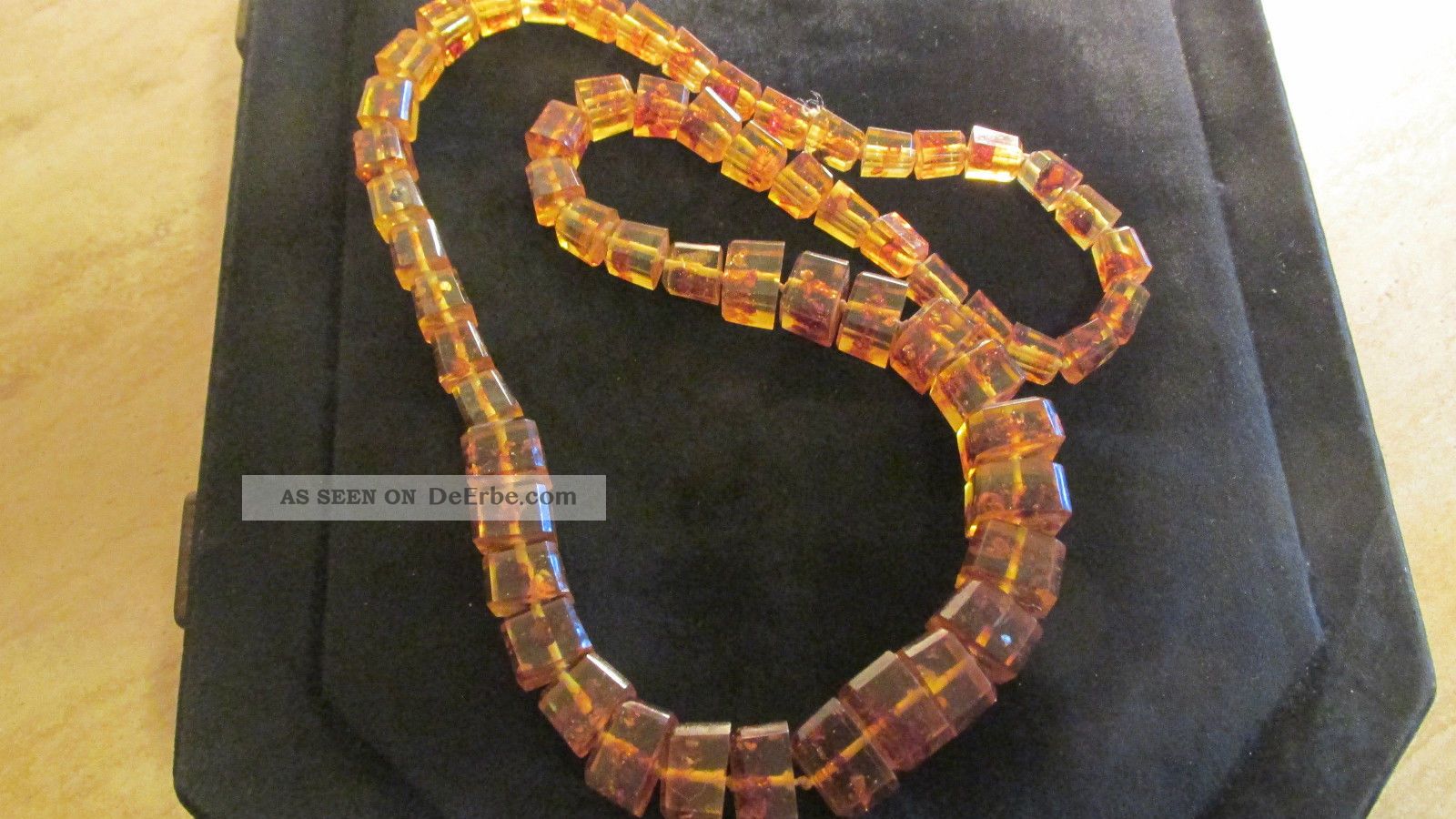 Antike Bernsteinkette Kette Im Verlauf Honig Bernstein Mega Quatrate 113 Gramm Schmuck & Accessoires Bild