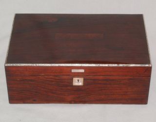 Mahagoni Schmuckschatulle Um 1900 - Mit Silber - Rand - Massivholz Mit Furnier Bild