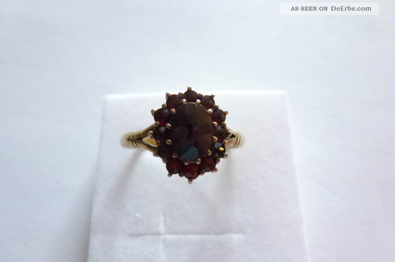 Seltener Klassisch Eleganter Alter Ring Silber Mit Granaten Ringe Bild