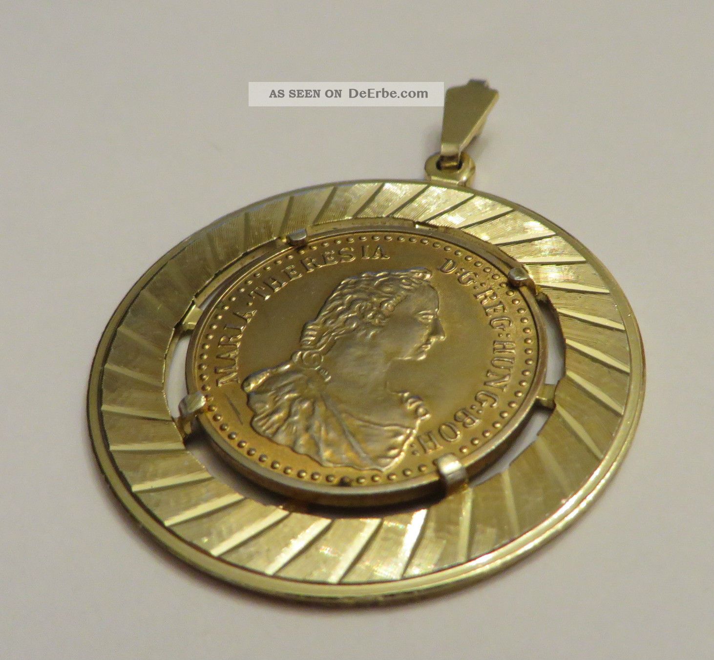 Anhänger Goldfarben Maria Theresia Theresien Taler Münze Gefasst