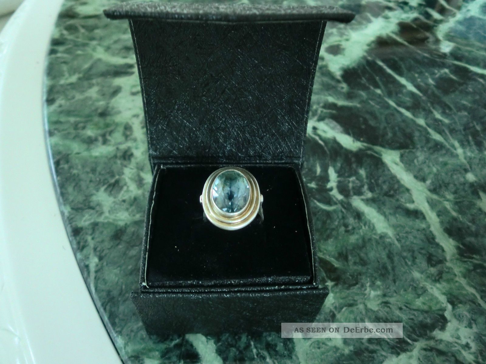 Silberring 935 Antik,  Großer Aquamarin,  Jugendstil,  5,  5 Gramm,  Aus Erbschaft,  17 Mm, Ringe Bild