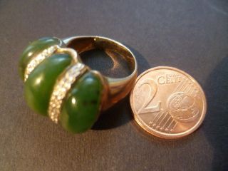 Ring Gold 333 Mit 3 Grünen Jade Steinen,  Durchmesser 2 Cm,  Gewicht 10,  8 Gr. Bild
