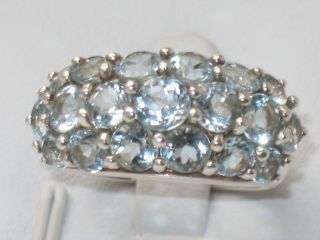 Art - Deco Silber Ring 19 X Aquamarin Design Meisterpunze Massiv Bild