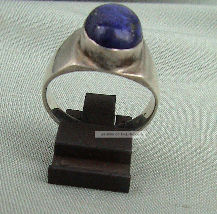 Alter,  Massiver Silberring,  Gest.  925,  Mit Lapislazuli Ringe Bild