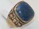 Art - Deco 830er Silber Ring Lapislazuli Lapis Vergoldet Siegelring Design Schmuck nach Epochen Bild 2
