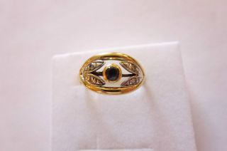 Prachtvoller Sehr Exclusiver Alter Ring Gold 585 Mit Saphir Und Brillanten Bild