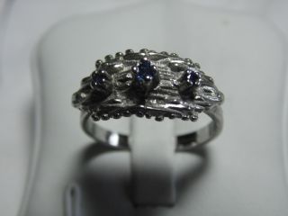 Jugendstil 835er Silber Ring 3x Saphire Design Bild