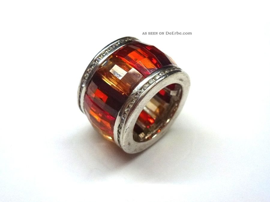 Außergewöhnlicher Mexx Silberring Mit Verschiedenen Rotfb.  Steinen 8ql3521 Ringe Bild
