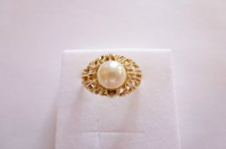Klassisch Eleganter Sehr Dekorativer Alter Ring Gold 585 Verzierungen Und Perle Bild