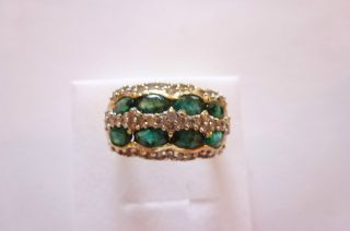 Exclusiver Dekorativer Alter Ring Gold 585 Mit Smaragde Und Brillanten 0,  65 Bild