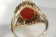 Ausgefallener Ring 585 Gold Gelbgold Koralle Skandinavisch Design Ringe Bild 4