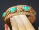 Traumhafter Sehr Alter Armreif Armband Mit Grünen Glascabochons Victorian Bangle Schmuck & Accessoires Bild 1