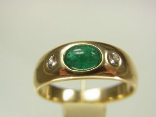 Schöner Smaragd Diamant Ring 585 Gelbgold Mit 2 Diamanten Ca 0,  10 Carat Bild