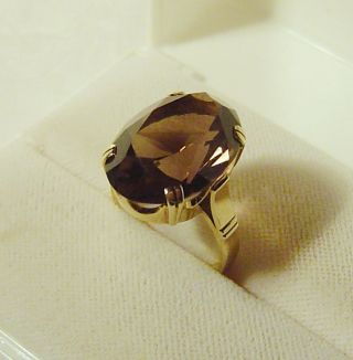 Traumhafter Rauchtopas - Ring,  585er Gelbgold / 16 Mm / 6,  2 G / Antikschmuck Bild