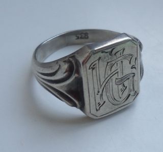 Antiker Siegelring Silber Ring 835er Initialien Hg Bild