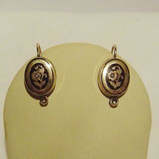 Antike Biedermeier - Ohrringe Mit Saatperlchen,  585er Gelbgold / Antikschmuck Bild