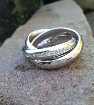 Ring Mit Vielen Zirkonia Silber 925 Tchibo Silberring Drei Ringe Zusammen Bild