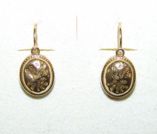 Ein Paar Ohrringe Biedermeier 19.  Jh.  In Gold 585 Bild