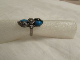 Alter Ring Silber 925 Blaue Steine Markasiten Silberring Selten Antik Nachlaß Bild