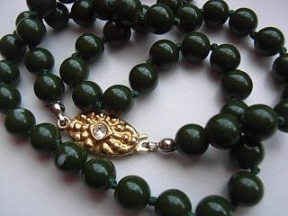 Brev Halskette Kette Grün Steine Kugel Perlen 50 Cm Bild