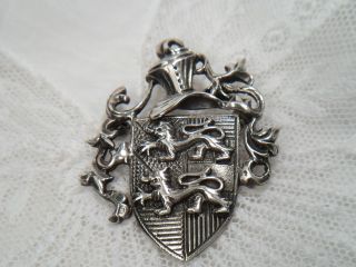 ältere Brosche Wappen 2 Löwen Hut Silber Verziert 48 X 38 Mm / 11,  2 Gr 1930 - 70 Bild